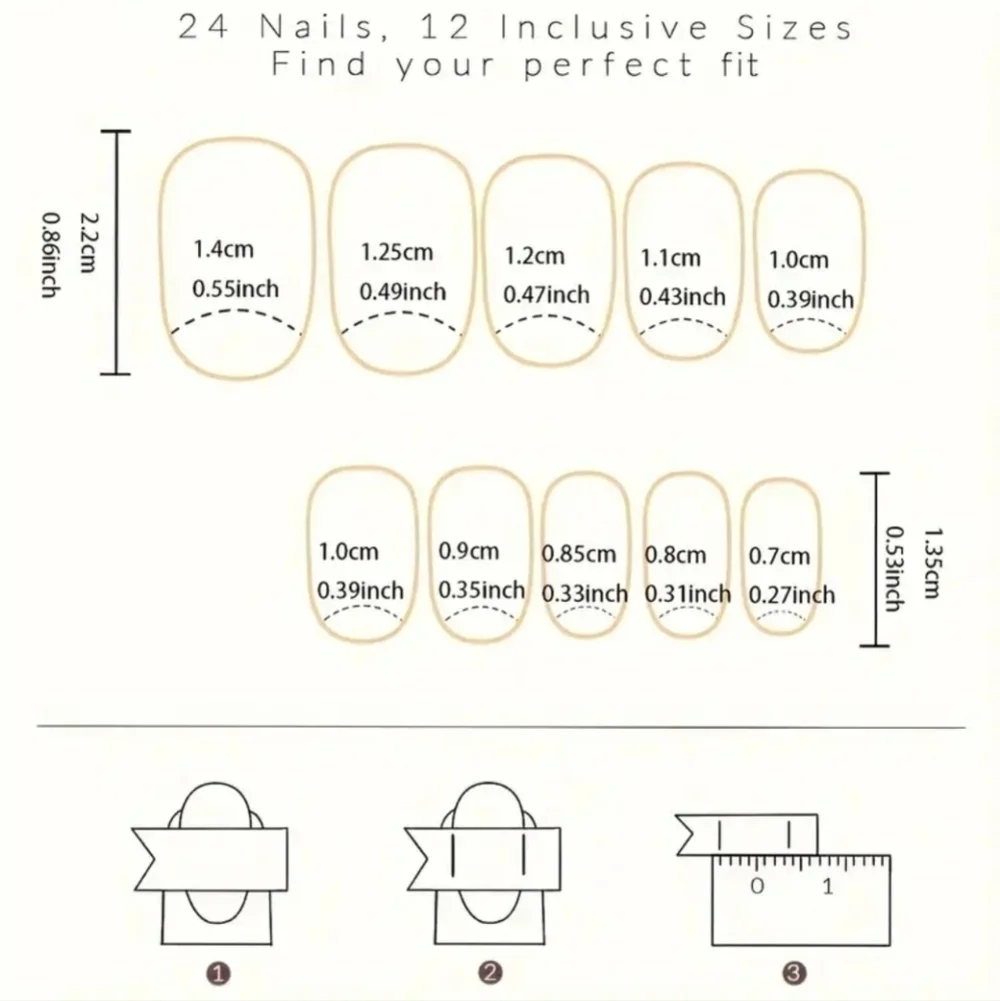 24 Pieces Fake Press On Nails